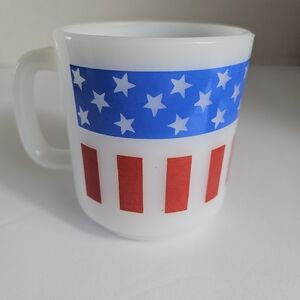 Vintage Glasbake Milk Glass Patriotic Coffee Cup/Mug